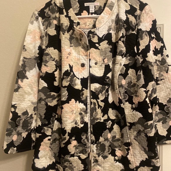 Isaac Mizrahi Live! Watercolor Floral Print Knit Jacket - size 1X - Picture 2 of 11